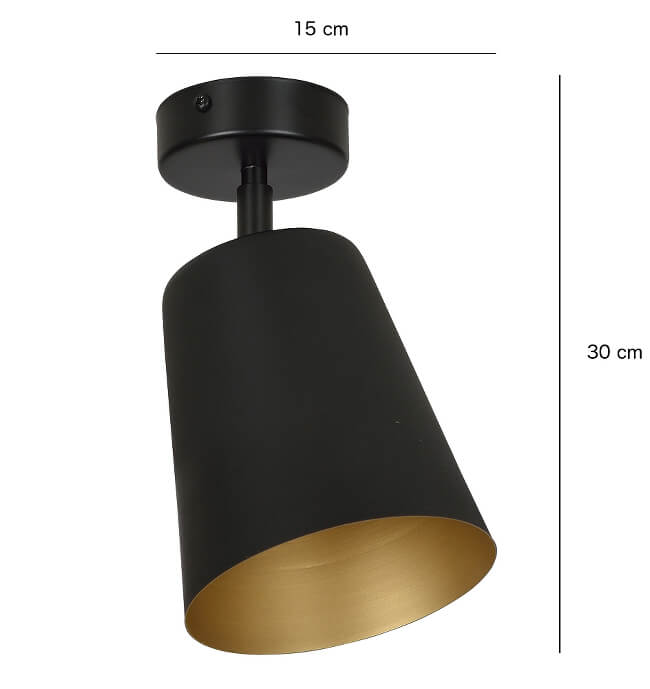 PRISM 1 BLACK-GOLD 406/1 spot plafon sufitowy regulowane klosze czarne złoty środek