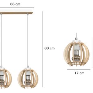 DILMA 2 WHITE 408/2 lampa wisząca w stylu skandynawskim regulowana drewno
