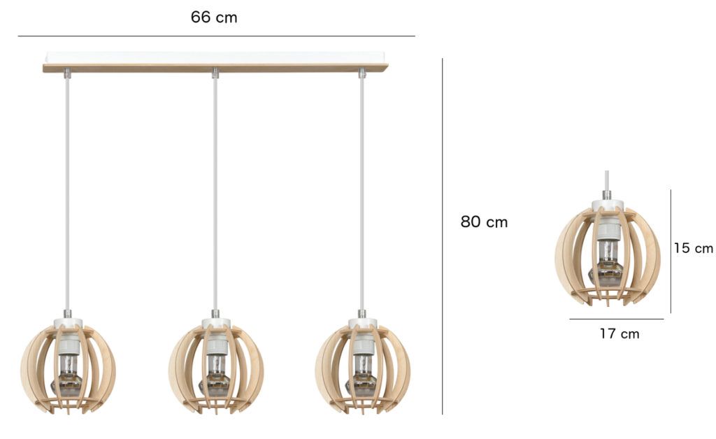 DILMA 3 WHITE 408/3 lampa wisząca w stylu skandynawskim regulowana drewno