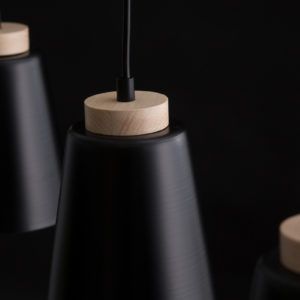 BOLERO 3 BLACK 442/3 wisząca lampa styl skandynawski drewno czarna