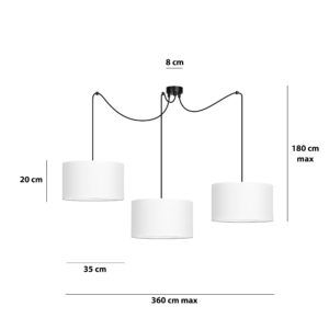 ROTO 3 WHITE 187/3 lampa wisząca regulowana wysokość abażury całe białe