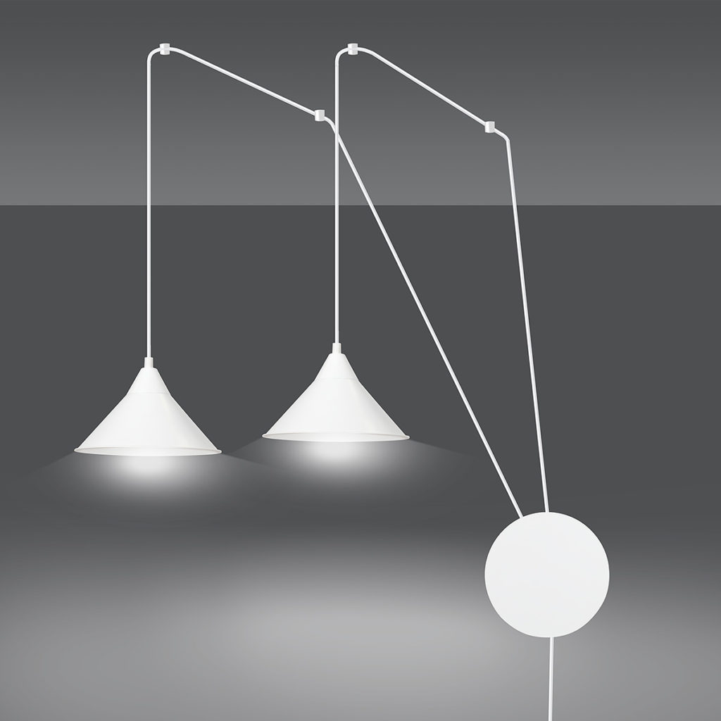 ABRAMO 2 WHITE 159/2 lampa sufitowa wisząca regulowana najnowszy design biała loft