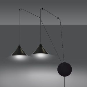 ABRAMO 2 BLACK 160/2 lampa sufitowa wisząca regulowana najnowszy design czarna loft