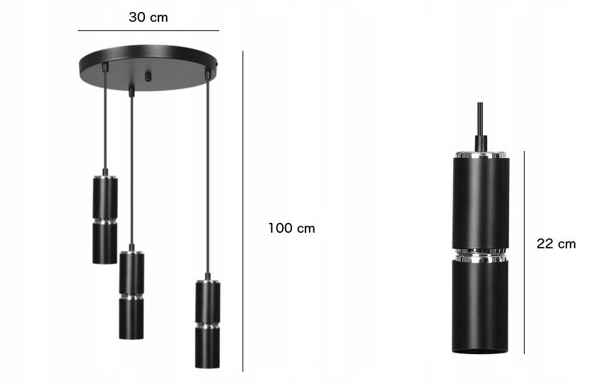 MODESTO 3 BLACK PREMIUM 168/3PREM nowoczesna lampa czarne tuby chrom dodatki LED