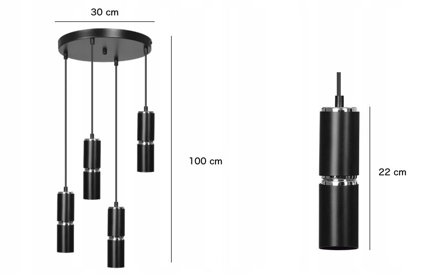 MODESTO 4 BLACK PREMIUM 168/4PREM nowoczesna lampa czarne tuby chrom dodatki LED