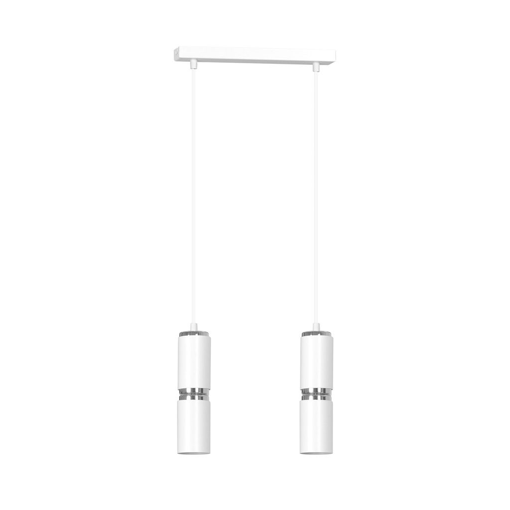 MODESTO 2 WHITE 178/2 nowoczesna lampa białe tuby chrom dodatki LED