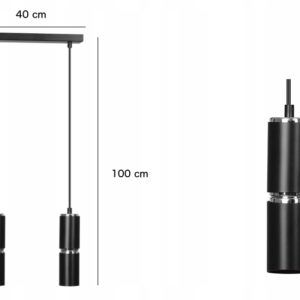MODESTO 2 BLACK 168/2 nowoczesna lampa czarne tuby chrom dodatki LED