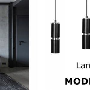 MODESTO 1 BLACK 168/1 nowoczesna lampa czarna tuba chrom dodatki LED