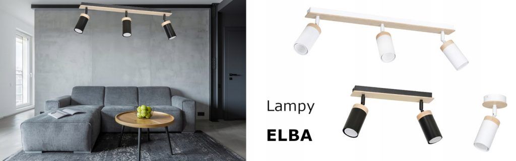 ELBA 3 BLACK 166/3 spot halogen sufitowy regulowany czarny drewno styl skandynawski