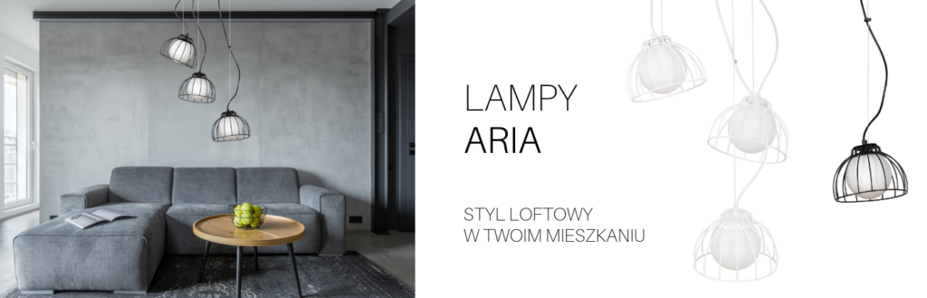 ARIA 3 PREMIUM BLACK 740/3PREM lampa wisząca loft druciak biały klosz