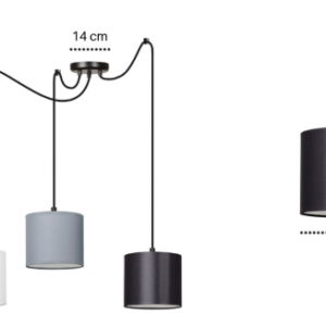 MANGO 3 WH MIX lampa wisząca abażury kolory regulowana wysokość LED