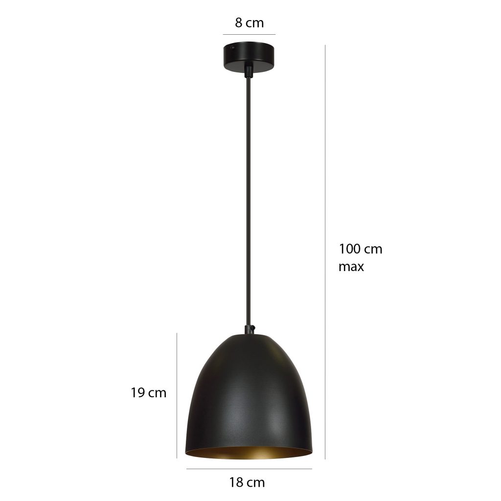 LENOX 1 BLACK-GOLD 410/1 nowoczesna lampa wisząca Czarno / Złota