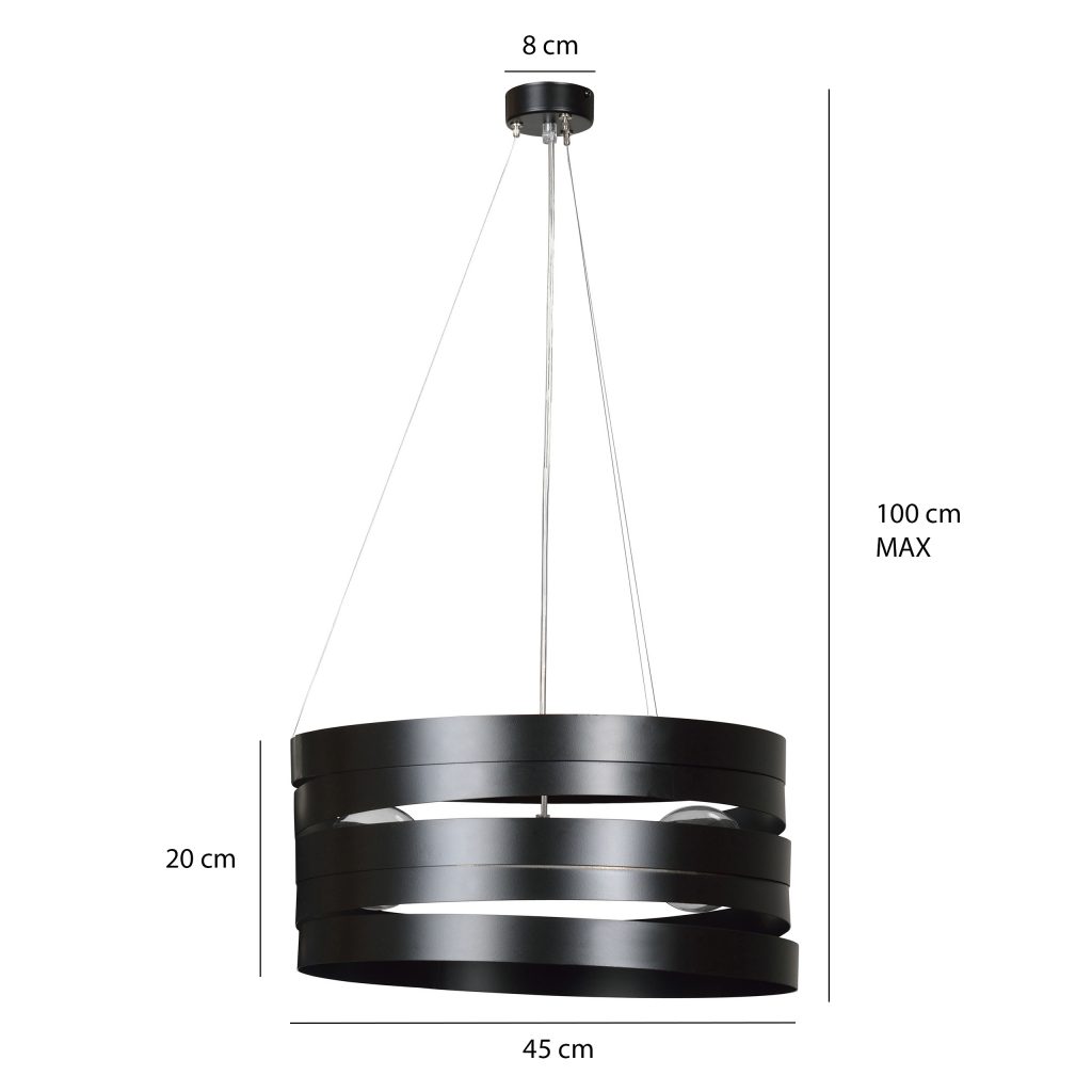 DOKKA BLACK 515/1 metalowa lampa wisząca super efekt czarna