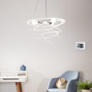SKIPPER WHITE 690/1 designerska lampa wisząca chromowane elementy biała