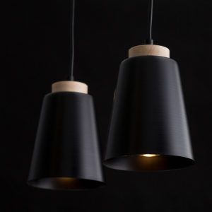 BOLERO 2 BLACK 442/2 wisząca lampa styl skandynawski drewno czarna