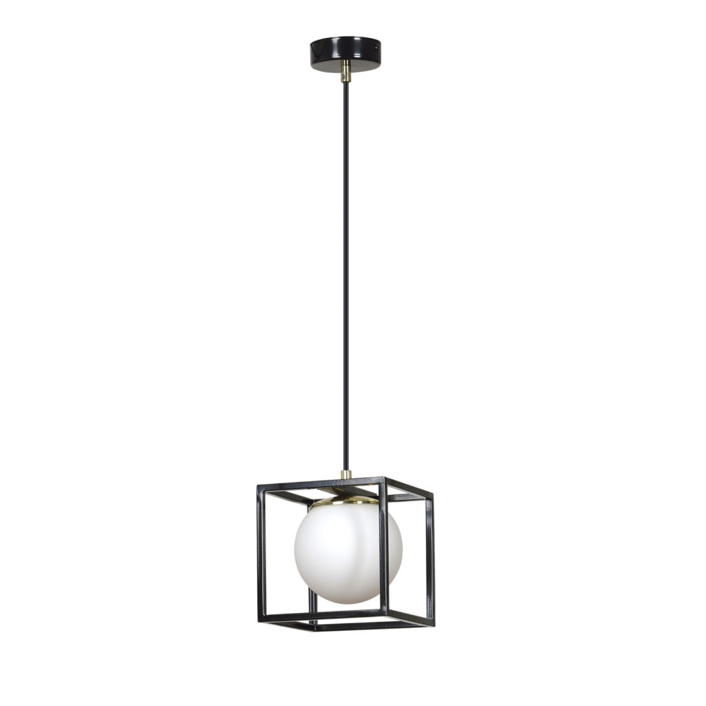SPAZIO 1 BLACK 687/1 lampa wisząca loft kwadraty szklany klosz design