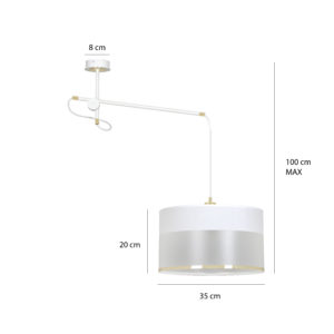 MONOLIT 1 WHITE 589/1 regulowana lampa wisząca sufitowa duży biało-złoty abażur dużo światła