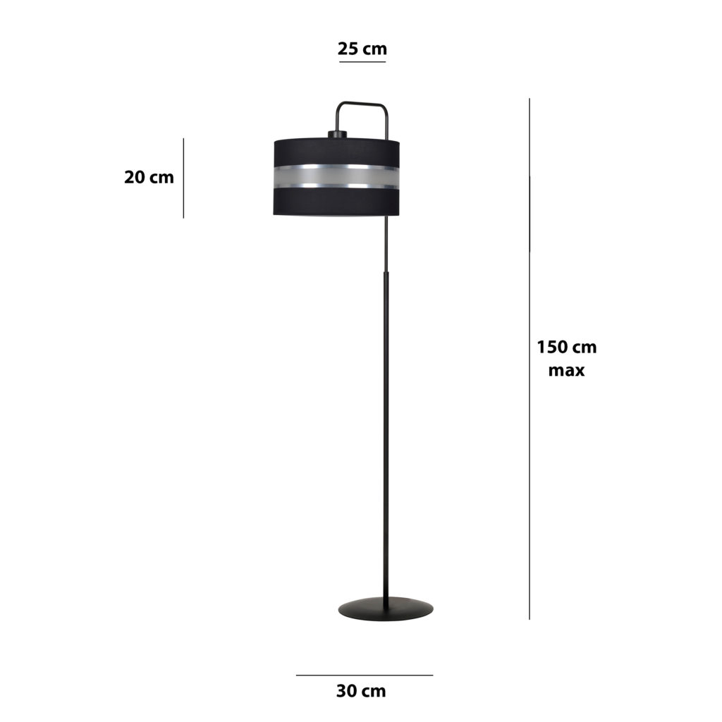 LARO LP1 BLACK 1000/LP1 BLACK lampa podłogowa czarna duży abażur nowoczesna