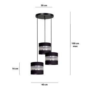 LARO 3 BLACK PREMIUM 1000/3PREM lampa wisząca abażury regulowana nowoczesna