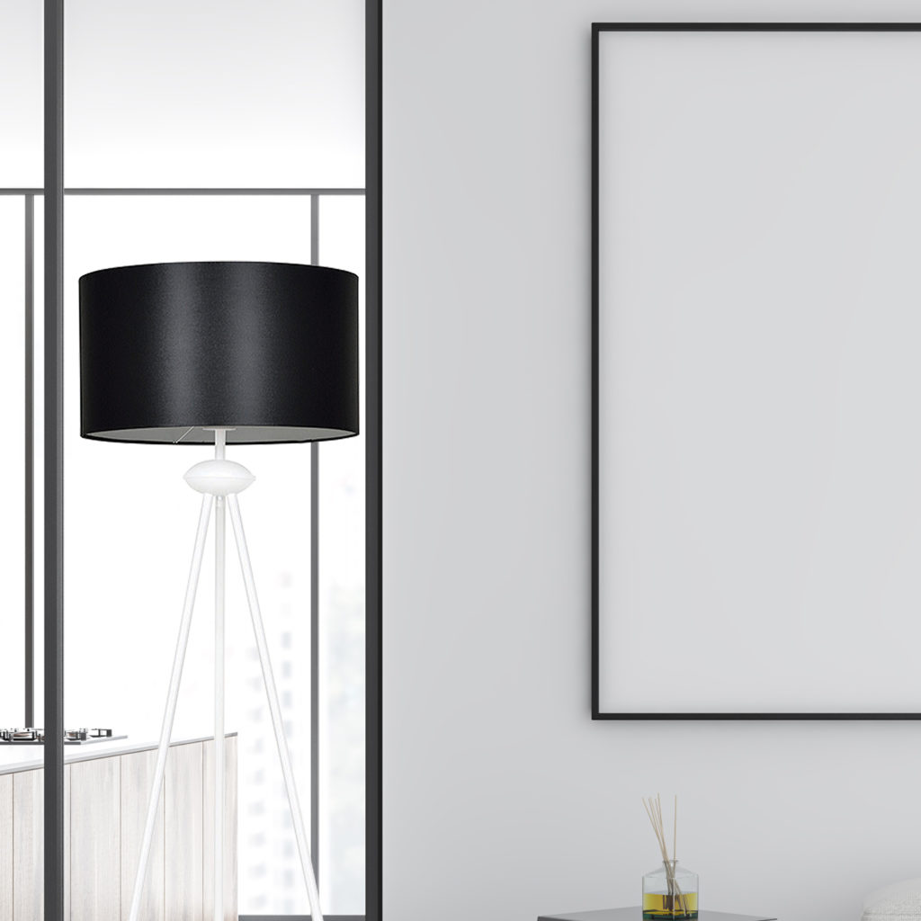 GRAND LP1 WHITE / BLACK 566/1 lampa podłogowa biała duży abażur czarny