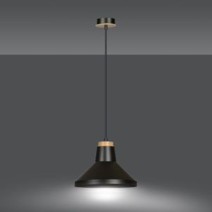 PADERN 1 BLACK 1040/1 nowoczesna lampa sufitowa czarna drewniane elementy