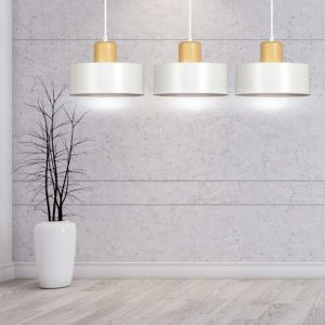 TORIN 3 WHITE 1047/3 nowoczesna lampa sufitowa biała drewniane elementy