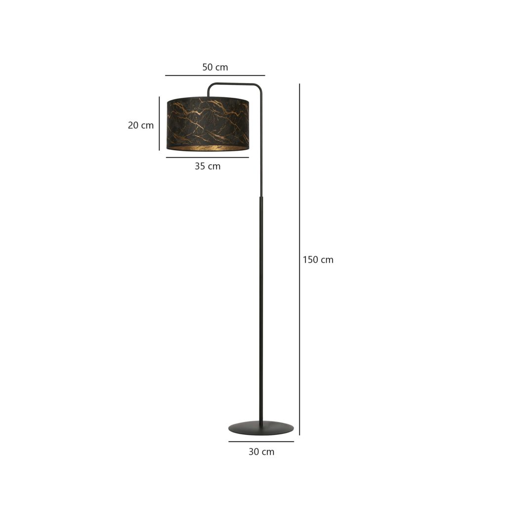 BRODDI LP1 BL MARBEL BLACK lampa podłogowa abażury nowoczesna