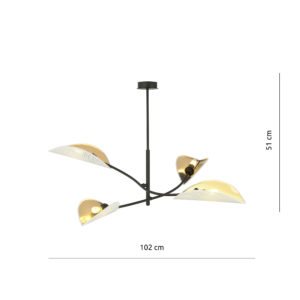 LOTUS 4 WHITE/GOLD 1107/4 lampa sufitowa żyrandol oryginalny Design abażury