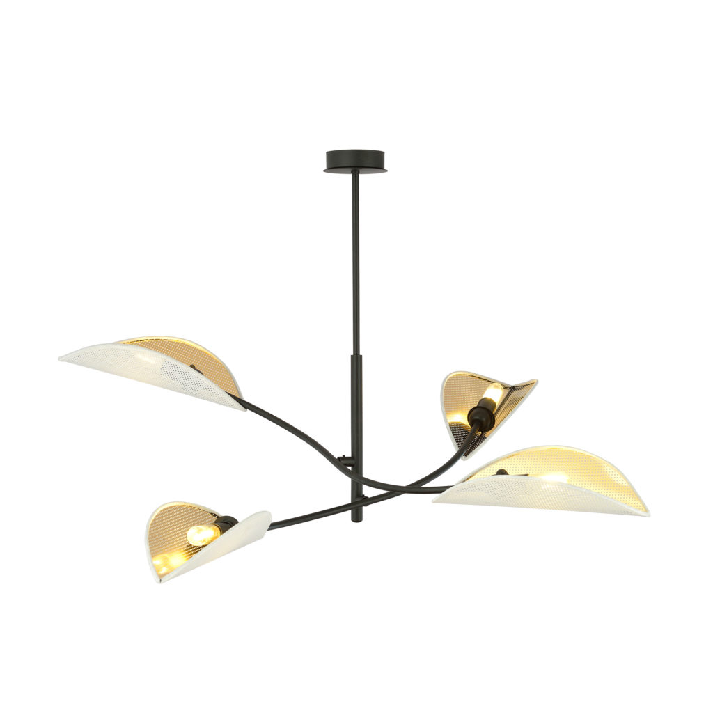 LOTUS 4 WHITE/GOLD 1107/4 lampa sufitowa żyrandol oryginalny Design abażury
