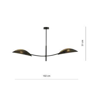 LOTUS 2 BLACK/GOLD 1106/2 lampa sufitowa żyrandol oryginalny Design abażury
