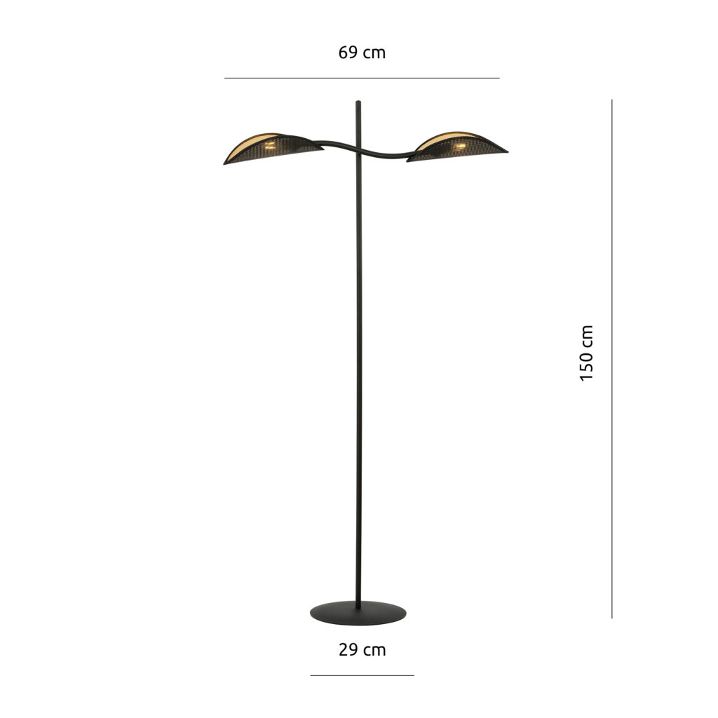 LOTUS LP2 BLACK/GOLD 1106/LP2 lampa podłogowa oryginalny Design abażury