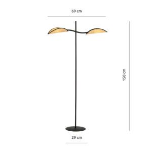 LOTUS LP2 BLACK/RATTAN 1108/LP2 lampa podłogowa oryginalny Design abażury