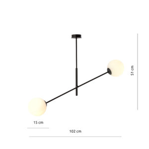 LINEAR 2 BLACK/OPAL 1169/2 lampa sufitowa żyrandol nowoczesny klosze