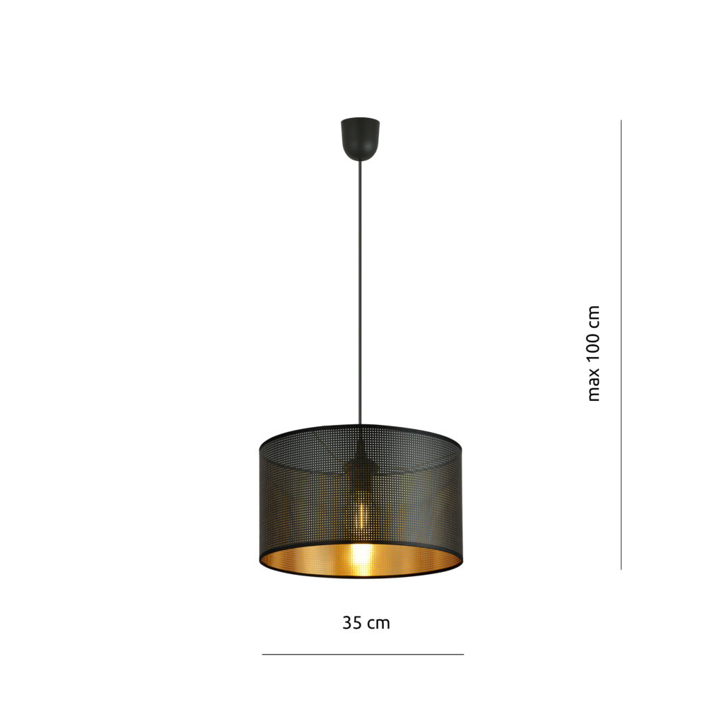 ASTON 1 BLACK/GOLD 1148/1 lampa wisząca regulowana abażur dużo światła
