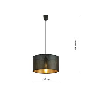 ASTON 1 BLACK/GOLD 1148/1 lampa wisząca regulowana abażur dużo światła