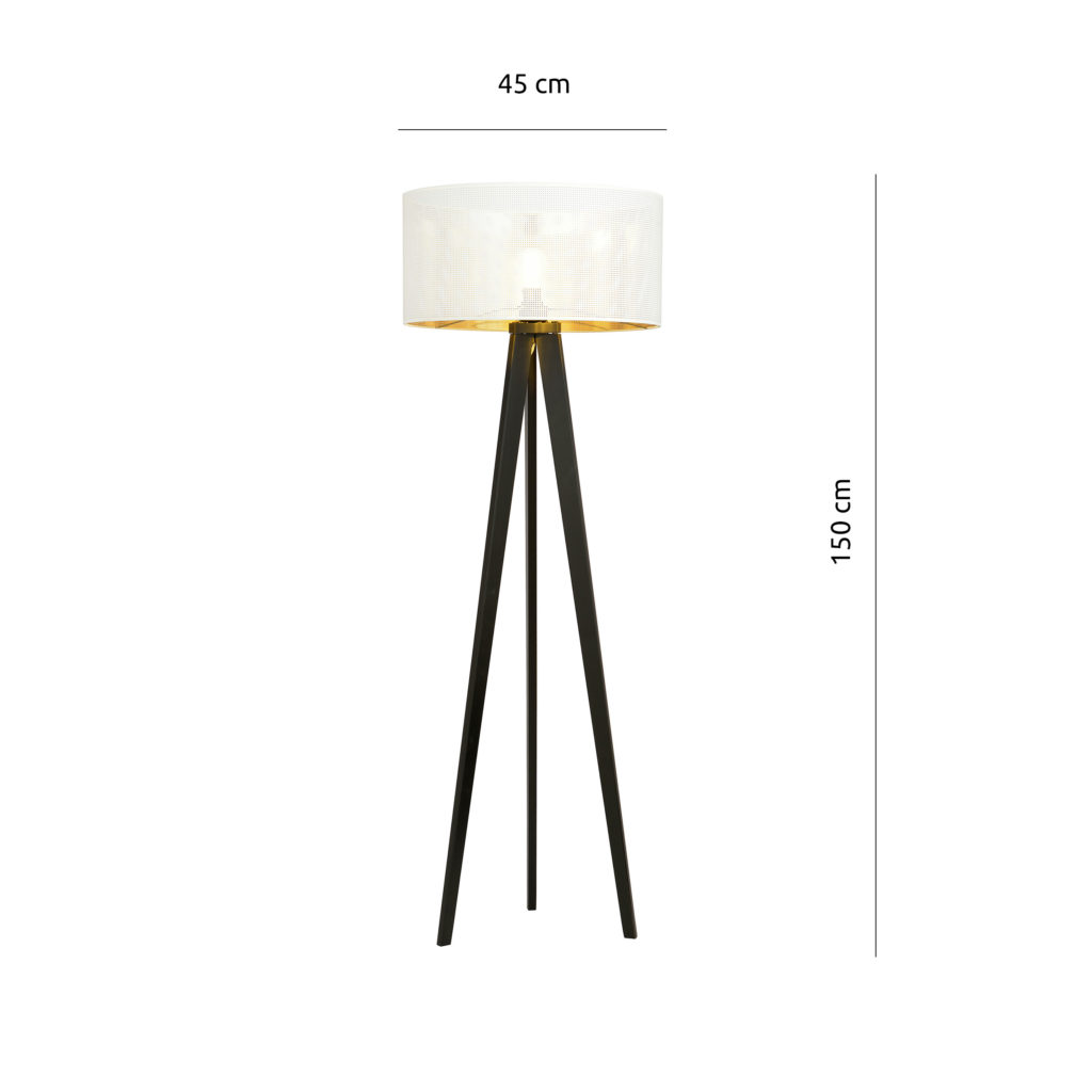 ASTON LP1 WHITE/GOLD 1147/LP1 lampa podłogowa drewniana duży oryginalny abażur